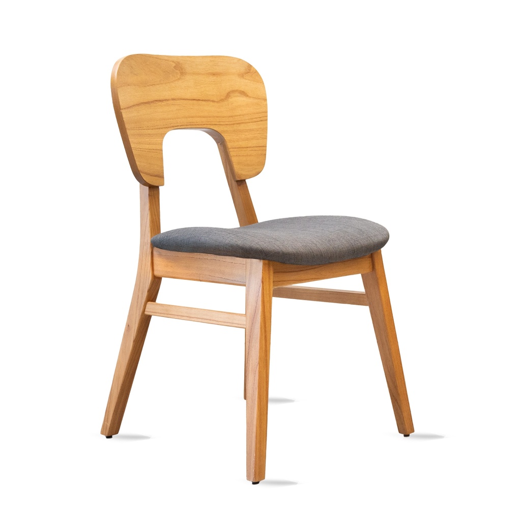 Silla Naoto Roble Respaldo Madera Tapizado Gris