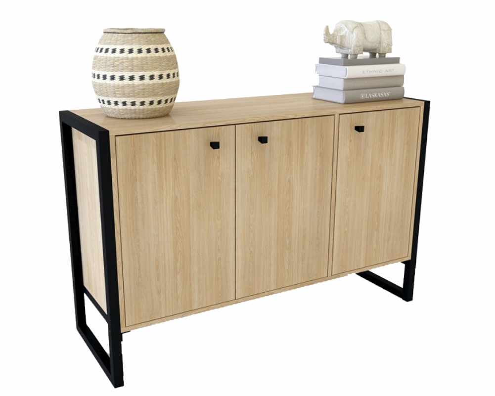 Discontinuado Vajillero Buffet 120 80 X 120 X 42 Cm 3 Puerta Y Estantes Roble Natural