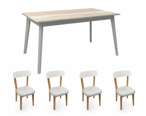 [BA38591] Combo Mesa Artica Helsinsky 1,50 + 4 sillas Genova