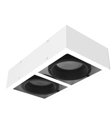 [900000094] Plafon Cardanico 2 Luces Ar111. Color Blanco Te Xturado, Interior Negro. Negro Texturado / Interior Negro
