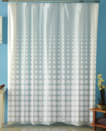 [1068/1 DO-BLA] Cortina Amalfi Polietileno Con Protector Y Ganchos Dots blanco