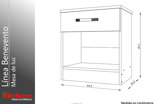 Mesa de luz Benevento1cajon medidas 49.4cmx44.4x30